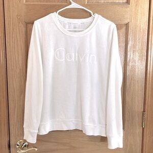 Calvin Klein Performance - Sweatshirt - Crewneck - Velour - Cream - Medium